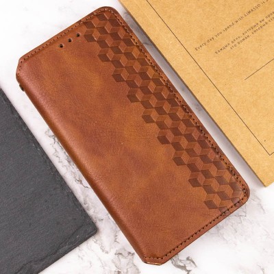 Шкіряний чохол книжка GETMAN Cubic (PU) для Samsung Galaxy M34 5G Коричневий