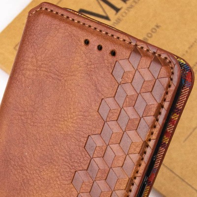 Шкіряний чохол книжка GETMAN Cubic (PU) для Samsung Galaxy M34 5G Коричневий