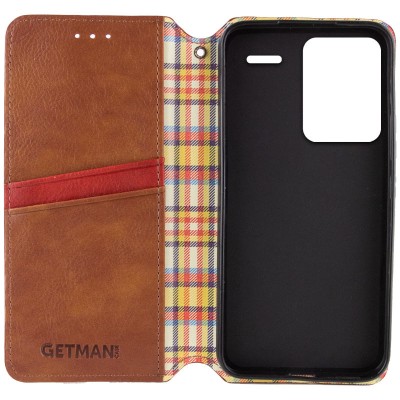 Шкіряний чохол книжка GETMAN Cubic (PU) для Xiaomi Redmi Note 13 Pro+ Коричневий