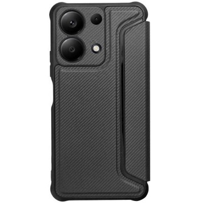 Шкіряний чохол книжка GETMAN Razor (PU) для Xiaomi Redmi Note 13 Pro 4G / Poco M6 Pro 4G Carbon