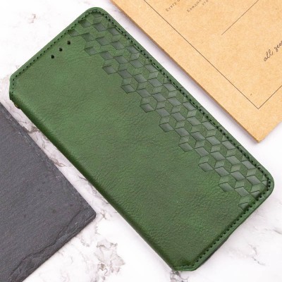 Шкіряний чохол-книжка GETMAN Cubic (PU) для Xiaomi Redmi Note 14 Pro 4G Зелений