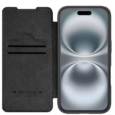 Шкіряний чохол-книжка Nillkin Qin Prop для Apple iPhone 16 (6.1") Black Шкіряний чохол-книжка Nillkin Qin Prop для Apple iPhone 16 (6.1") Black