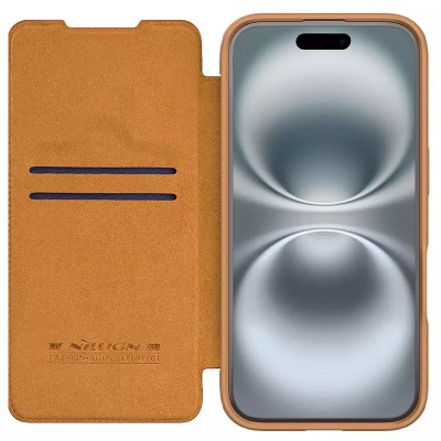 Шкіряний чохол-книжка Nillkin Qin Prop для Apple iPhone 16 Pro Max (6.9") Brown