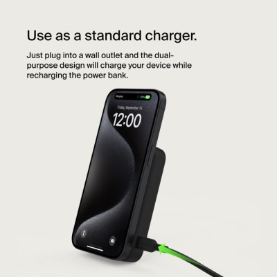 Акумулятор портативний літій-іонний Power Bank Belkin 8000мА·год, 15Вт, MagSafe Qi2, чорний Акумулятор портативний літій-іонний Power Bank Belkin 8000мА·год, 15Вт, MagSafe Qi2, чорний