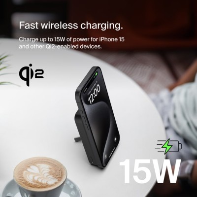 Акумулятор портативний літій-іонний Power Bank Belkin 8000мА·год, 15Вт, MagSafe Qi2, чорний Акумулятор портативний літій-іонний Power Bank Belkin 8000мА·год, 15Вт, MagSafe Qi2, чорний