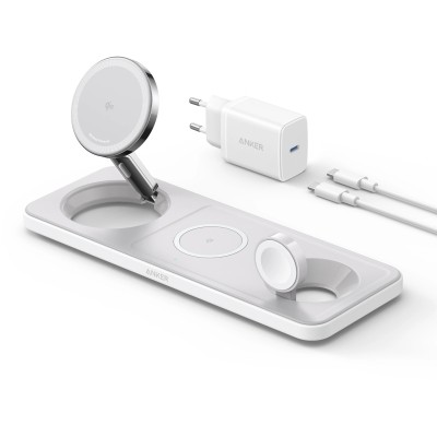 Бездротовий зарядний пристрій ANKER MagGo Wireless Charging Station 15W 3-in-1 Pad (Білий) Бездротовий зарядний пристрій ANKER MagGo Wireless Charging Station 15W 3-in-1 Pad (Білий)