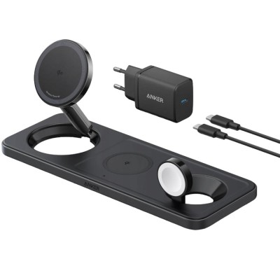 Бездротовий зарядний пристрій ANKER MagGo Wireless Charging Station 15W 3-in-1 Pad (Чорний) Бездротовий зарядний пристрій ANKER MagGo Wireless Charging Station 15W 3-in-1 Pad (Чорний)