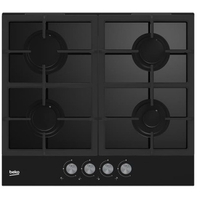Варильна поверхня Beko газова на склі, 60см, чавун, чорний (HILG64225S) Варильна поверхня Beko газова на склі, 60см, чавун, чорний (HILG64225S)