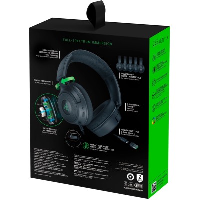 Гарнітура ігрова Razer Kraken V4 X, 7.1, USB-A, 1.8м, RGB, (RZ04-05180100-R3M1) чорний Гарнітура ігрова Razer Kraken V4 X, 7.1, USB-A, 1.8м, RGB, (RZ04-05180100-R3M1) чорний