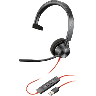 Гарнітура комп'ютерна моно On-ear Poly Blackwire 3310, USB-A, всеспрямований, чорний (767F7AA) Гарнітура комп'ютерна моно On-ear Poly Blackwire 3310, USB-A, всеспрямований, чорний (767F7AA)