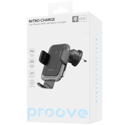 Автомобільний тримач з Бездротовим ЗП Proove Nitro Charge 15W matte black