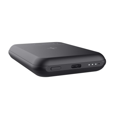 Акумулятор портативний літій-іонний power bank Trust Magnetic, 5000 мА·год, USB-C/бездротова зарядка, 15W, чорний