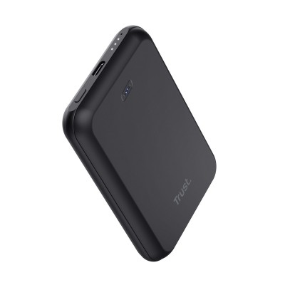 Акумулятор портативний літій-іонний power bank Trust Magnetic, 5000 мА·год, USB-C/бездротова зарядка, 15W, чорний