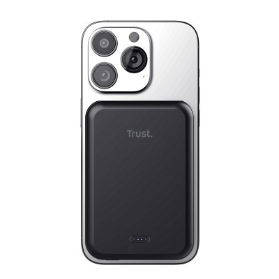 Акумулятор портативний літій-іонний power bank Trust Magnetic, 5000 мА·год, USB-C/бездротова зарядка, 15W, чорний