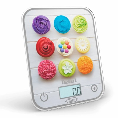 Ваги Tefal кухонні Optiss Cake Pops, 5кг, AAAx2 в комплекті, скло, різнокольорові (BC50D4V0)