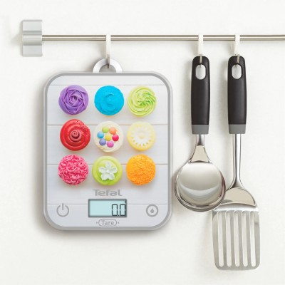 Ваги Tefal кухонні Optiss Cake Pops, 5кг, AAAx2 в комплекті, скло, різнокольорові (BC50D4V0)