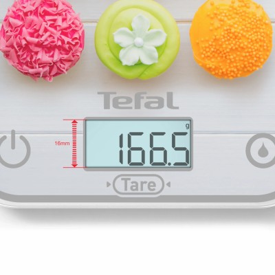 Ваги Tefal кухонні Optiss Cake Pops, 5кг, AAAx2 в комплекті, скло, різнокольорові (BC50D4V0)