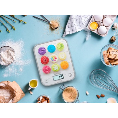 Ваги Tefal кухонні Optiss Cake Pops, 5кг, AAAx2 в комплекті, скло, різнокольорові (BC50D4V0)