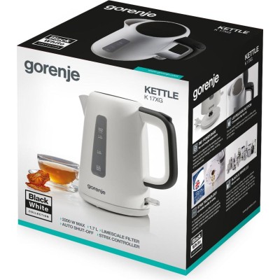 Електрочайник Gorenje 1.7л, Strix контроль, пластик, білий (K17XG)