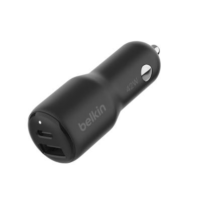 Зарядний пристрій автомобільний Belkin 42Вт USB-A/USB-C PD PPS, чорний (CCB005BTBK) Зарядний пристрій автомобільний Belkin 42Вт USB-A/USB-C PD PPS, чорний (CCB005BTBK)
