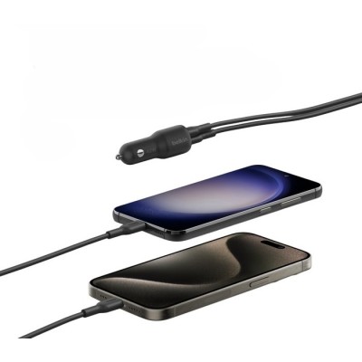 Зарядний пристрій автомобільний Belkin 42Вт USB-A/USB-C PD PPS, чорний (CCB005BTBK) Зарядний пристрій автомобільний Belkin 42Вт USB-A/USB-C PD PPS, чорний (CCB005BTBK)