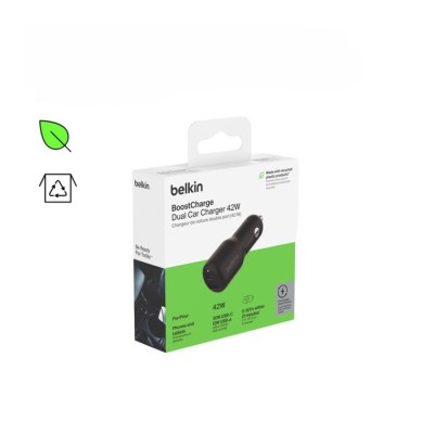 Зарядний пристрій автомобільний Belkin 42Вт USB-A/USB-C PD PPS, чорний (CCB005BTBK) Зарядний пристрій автомобільний Belkin 42Вт USB-A/USB-C PD PPS, чорний (CCB005BTBK)