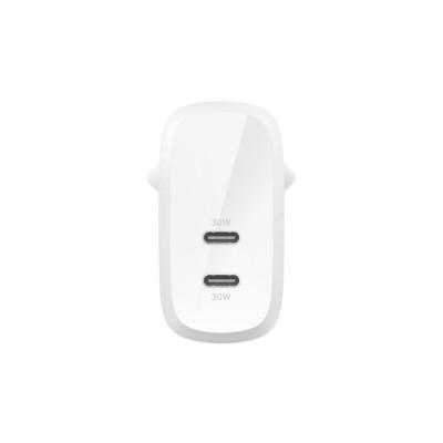 Зарядний пристрій мережевий Belkin 60Вт 2хUSB-С PD PPS, білий (WCB010VFWH) Зарядний пристрій мережевий Belkin 60Вт 2хUSB-С PD PPS, білий (WCB010VFWH)