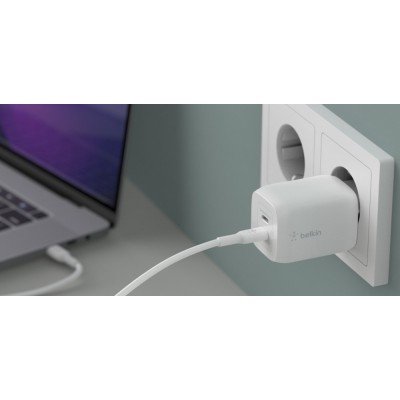 Зарядний пристрій мережевий Belkin 65Вт 2хUSB-С GAN PD PPS, кабель USB-С > USB-C, 2м, білий (WCH013VF2MWH-B6) Зарядний пристрій мережевий Belkin 65Вт 2хUSB-С GAN PD PPS, кабель USB-С > USB-C, 2м, білий (WCH013VF2MWH-B6)