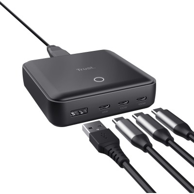 Зарядний пристрій мережевий Trust Maxo 100Вт, 3xUSB-C/USB-A ,PD, чорний