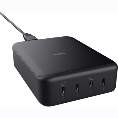 Зарядний пристрій мережевий Trust Maxo 240Вт,GaN, 4xUSB-C,PD, чорний Зарядний пристрій мережевий Trust Maxo 240Вт,GaN, 4xUSB-C,PD, чорний