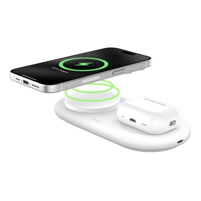 Зарядний пристрій бездротовий Belkin 2в1 15Вт Pad Qi2, білий (WIZ021VFWH) Зарядний пристрій бездротовий Belkin 2в1 15Вт Pad Qi2, білий (WIZ021VFWH)