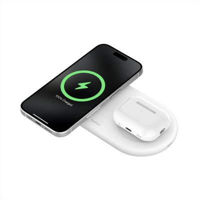 Зарядний пристрій бездротовий Belkin 2в1 15Вт Pad Qi2, білий (WIZ021VFWH) Зарядний пристрій бездротовий Belkin 2в1 15Вт Pad Qi2, білий (WIZ021VFWH)