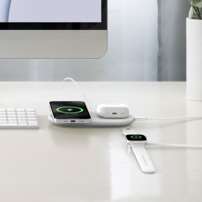 Зарядний пристрій бездротовий Belkin 2в1 15Вт Pad Qi2, білий (WIZ021VFWH) Зарядний пристрій бездротовий Belkin 2в1 15Вт Pad Qi2, білий (WIZ021VFWH)
