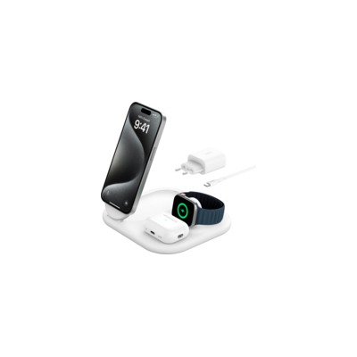 Зарядний пристрій бездротовий Belkin 3в1 Magnetic Foldable iPhone/Watch/AirPods, Qi2 15Вт, білий (WIZ029VFWH) Зарядний пристрій бездротовий Belkin 3в1 Magnetic Foldable iPhone/Watch/AirPods, Qi2 15Вт, білий (WIZ029VFWH)