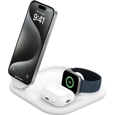 Зарядний пристрій бездротовий Belkin 3в1 Magnetic Foldable iPhone/Watch/AirPods, Qi2 15Вт, білий (WIZ029VFWH) Зарядний пристрій бездротовий Belkin 3в1 Magnetic Foldable iPhone/Watch/AirPods, Qi2 15Вт, білий (WIZ029VFWH)