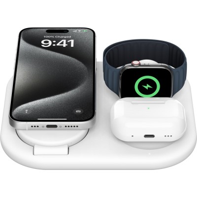 Зарядний пристрій бездротовий Belkin 3в1 Magnetic Foldable iPhone/Watch/AirPods, Qi2 15Вт, білий (WIZ029VFWH) Зарядний пристрій бездротовий Belkin 3в1 Magnetic Foldable iPhone/Watch/AirPods, Qi2 15Вт, білий (WIZ029VFWH)