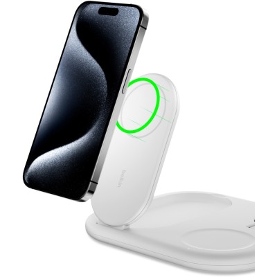 Зарядний пристрій бездротовий Belkin 3в1 Magnetic Foldable iPhone/Watch/AirPods, Qi2 15Вт, білий (WIZ029VFWH) Зарядний пристрій бездротовий Belkin 3в1 Magnetic Foldable iPhone/Watch/AirPods, Qi2 15Вт, білий (WIZ029VFWH)