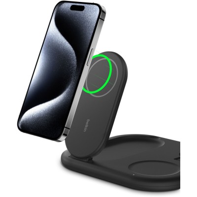 Зарядний пристрій бездротовий Belkin 3в1 Magnetic Foldable iPhone/Watch/AirPods, Qi2 15Вт, чорний (WIZ029VFBK) Зарядний пристрій бездротовий Belkin 3в1 Magnetic Foldable iPhone/Watch/AirPods, Qi2 15Вт, чорний (WIZ029VFBK)