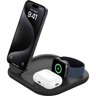 Зарядний пристрій бездротовий Belkin 3в1 Magnetic Foldable iPhone/Watch/AirPods, Qi2 15Вт, чорний (WIZ029VFBK) Зарядний пристрій бездротовий Belkin 3в1 Magnetic Foldable iPhone/Watch/AirPods, Qi2 15Вт, чорний (WIZ029VFBK)