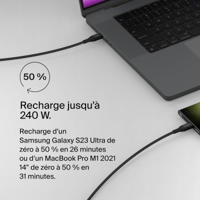 Кабель USB-C > USB-C заряджання/синхронізації Belkin 1м, 240Вт, Type-C, плетений, чорний (CAB015BT1MBK) Кабель USB-C > USB-C заряджання/синхронізації Belkin 1м, 240Вт, Type-C, плетений, чорний (CAB015BT1MBK)