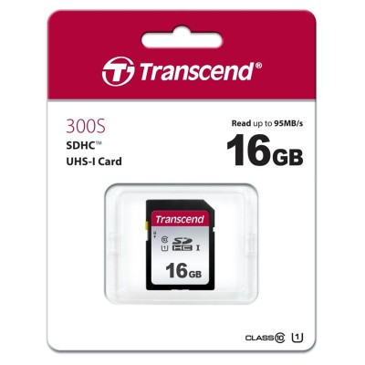 Карта пам'яті Transcend SD 16GB C10 UHS-I R95/W10MB/s (TS16GSDC300S)
