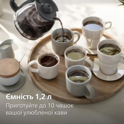 Кавоварка Philips крапельна Essentials Collection, 1.38л, мелена, підтримка температури, темно-сірий (HD7430/90) Кавоварка Philips крапельна Essentials Collection, 1.38л, мелена, підтримка температури, темно-сірий (HD7430/90)