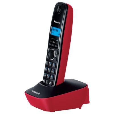 Радіотелефон DECT Panasonic KX-TG1611UAR, чорно-червоний