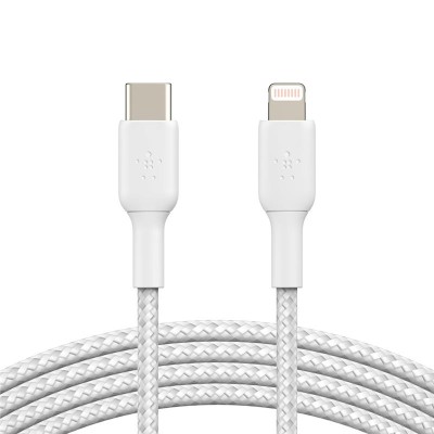 Кабель USB-C > Lightning заряджання/синхронізації Belkin 1м, 30Вт, Type-C, плетений, білий (CAA004BT1MWH) Кабель USB-C > Lightning заряджання/синхронізації Belkin 1м, 30Вт, Type-C, плетений, білий (CAA004BT1MWH)