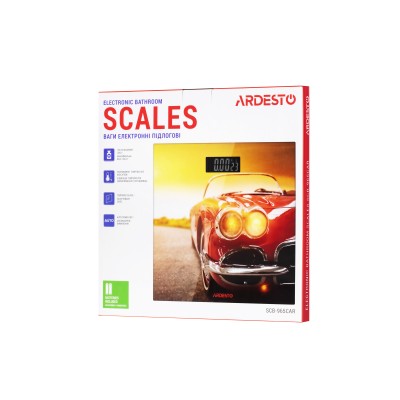 Ваги Ardesto підлогові Car, 150кг, AAAx2 в комплекті, скло, багатокольорові (SCB-965CAR) Ваги Ardesto підлогові Car, 150кг, AAAx2 в комплекті, скло, багатокольорові (SCB-965CAR)