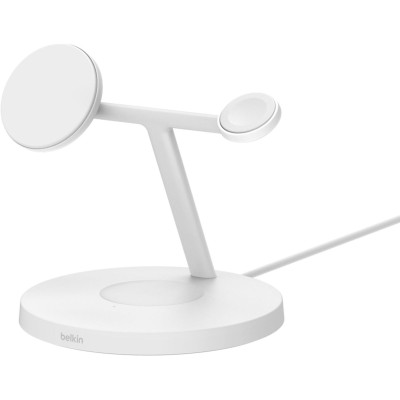 Зарядний пристрій бездротовий Belkin 3в1 Magnetic Pad Qi2 15Вт, білий (WIZ032KQWH) Зарядний пристрій бездротовий Belkin 3в1 Magnetic Pad Qi2 15Вт, білий (WIZ032KQWH)