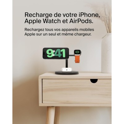 Зарядний пристрій бездротовий Belkin 3в1 Magnetic Pad Qi2 15Вт, чорний (WIZ032KQBK) Зарядний пристрій бездротовий Belkin 3в1 Magnetic Pad Qi2 15Вт, чорний (WIZ032KQBK)