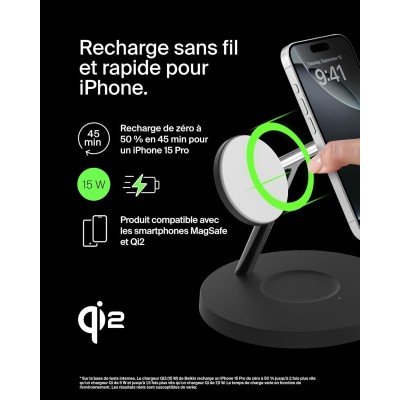 Зарядний пристрій бездротовий Belkin 3в1 Magnetic Pad Qi2 15Вт, чорний (WIZ032KQBK) Зарядний пристрій бездротовий Belkin 3в1 Magnetic Pad Qi2 15Вт, чорний (WIZ032KQBK)