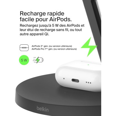 Зарядний пристрій бездротовий Belkin 3в1 Magnetic Pad Qi2 15Вт, чорний (WIZ032KQBK) Зарядний пристрій бездротовий Belkin 3в1 Magnetic Pad Qi2 15Вт, чорний (WIZ032KQBK)