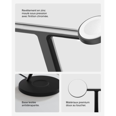 Зарядний пристрій бездротовий Belkin 3в1 Magnetic Pad Qi2 15Вт, чорний (WIZ032KQBK) Зарядний пристрій бездротовий Belkin 3в1 Magnetic Pad Qi2 15Вт, чорний (WIZ032KQBK)